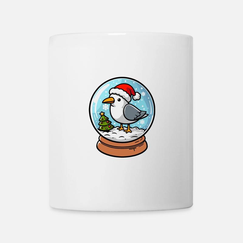 Glaskugel Schneekugel Moin Möwe Mütze Weihnachten - Tasse - Weiß