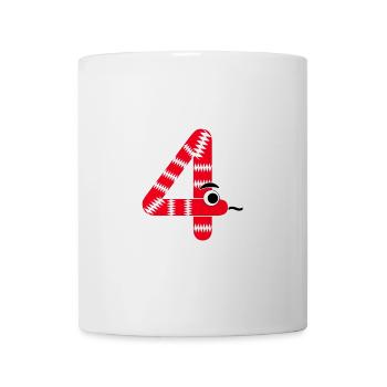 Zahl 4 Schlange rot Kinder - Tasse - Weiß - Vorne
