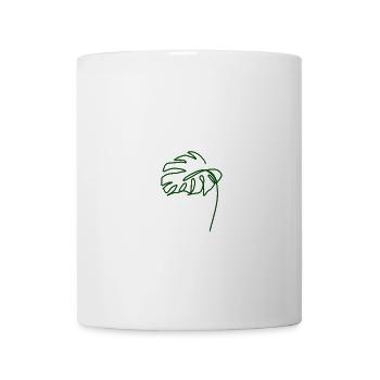Tropisches Blatt – Monstera Sketch Grün - Tasse - Weiß - Vorne