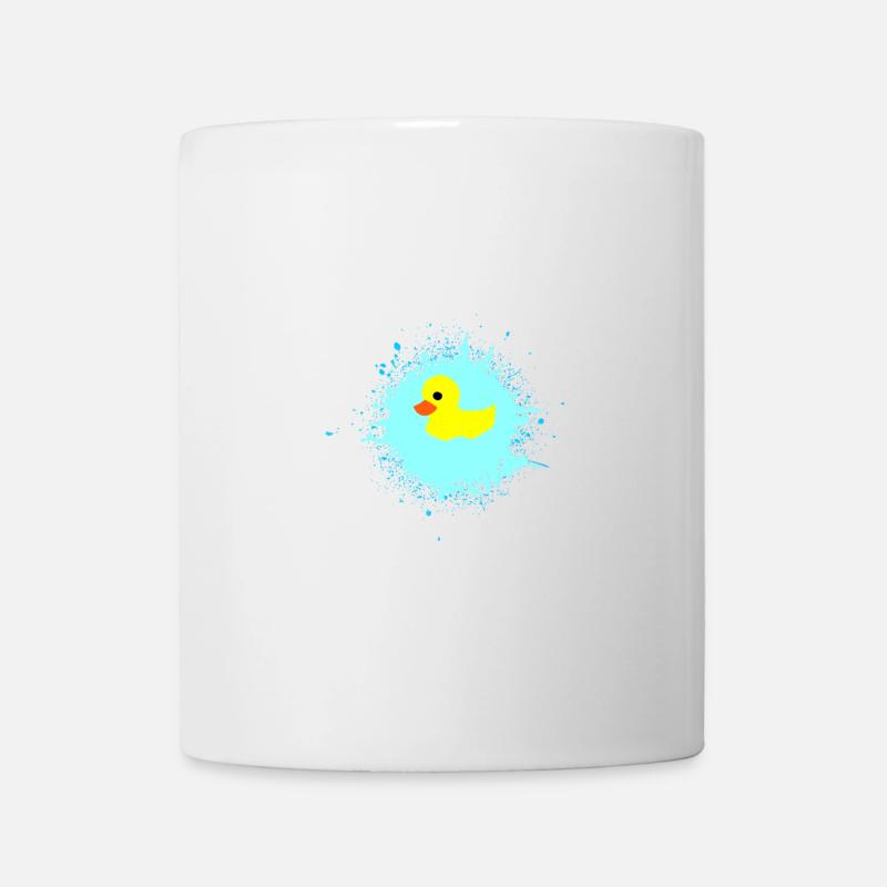 Canard jaune sur éclaboussure bleue - Mug blanc - blanc