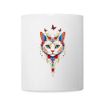 Cat with Butterflies - Tasse - Weiß - Vorne