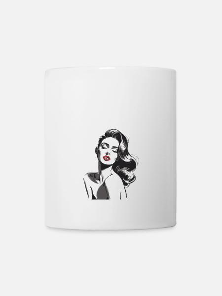 Dessin d’une jolie femme - Mug blanc - blanc