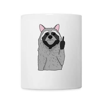 Le raton laveur mignon montre un cadeau de doigt du majeur - Mug blanc - blanc - Devant