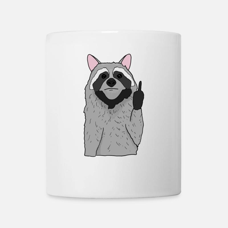 Süßer Waschbär zeigt Mittelfinger Geschenk - Tasse - Weiß