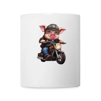 Schwein Motorrad / Motorradfahrer Schweine - Tasse - Weiß - Vorne
