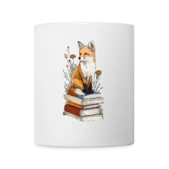 Fox on stack of books - Mug - white - Front