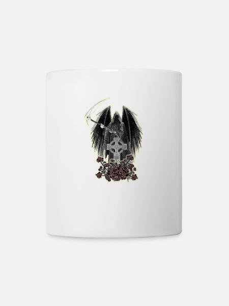 Grim Reaper, Celtic cross and sparkling roses - Mug - white