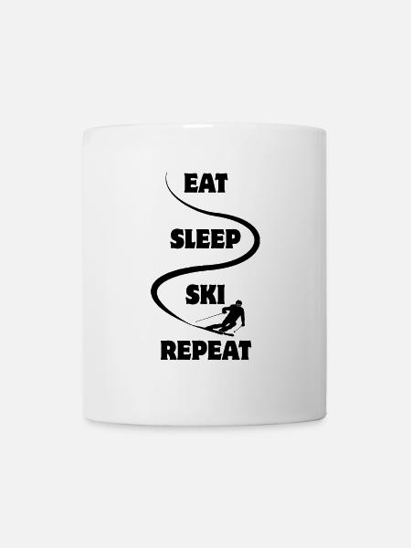 Manger Dormir Ski Répéter - Ski - Ski - Mug blanc - blanc