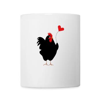 Fier Coq avec Ballon Coeur - Idée Cadeau - Mug blanc - blanc - Devant