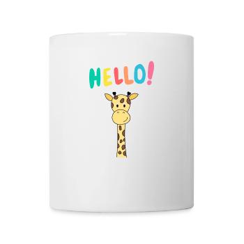 Girafe dit bonjour – Motif animalier mignon - Mug blanc - blanc - Devant