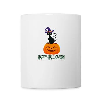 Pumpkin with cute kitten and a hat on her head - Mug - white - Front
