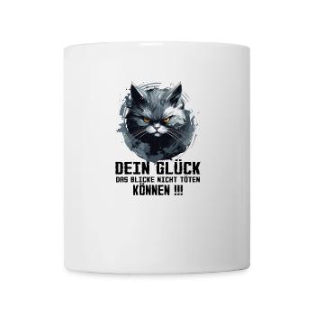 Böse Blicken Katze mit Spruch - Tasse - Weiß - Vorne
