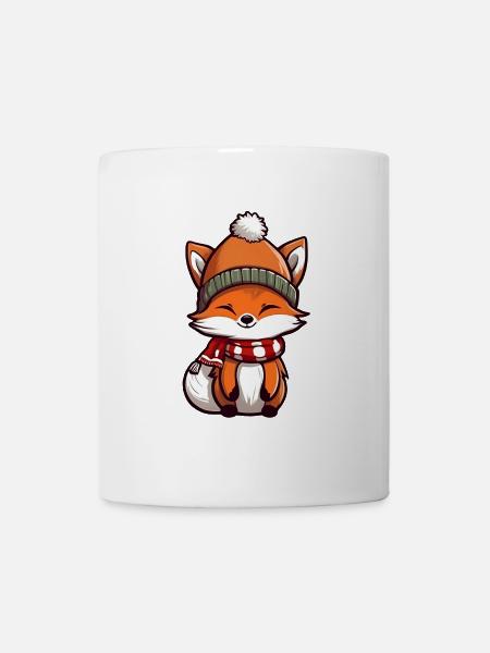 Renard mignon dans un look d’hiver festif ! - Mug blanc - blanc