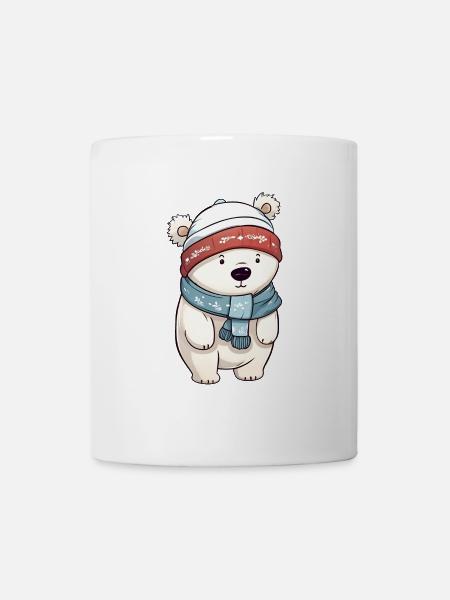Cute polar bear in festive winter look! - Mug - white