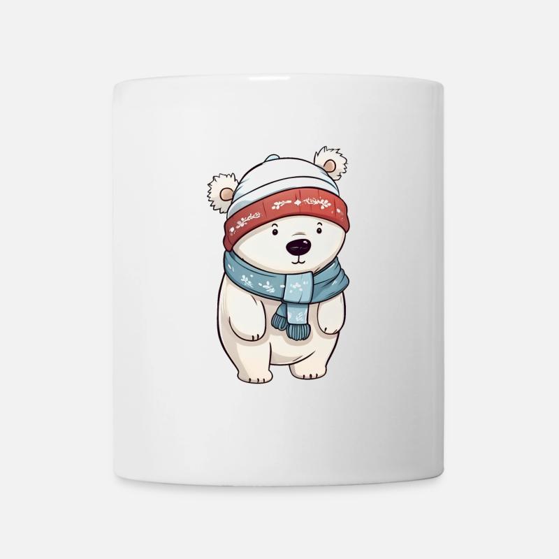 Cute polar bear in festive winter look! - Mug - white