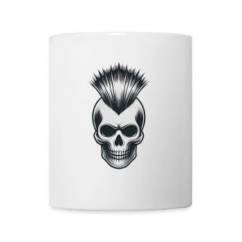 Totenkopf mit Irokesenschnitt Punk Design - Tasse - Weiß - Vorne
