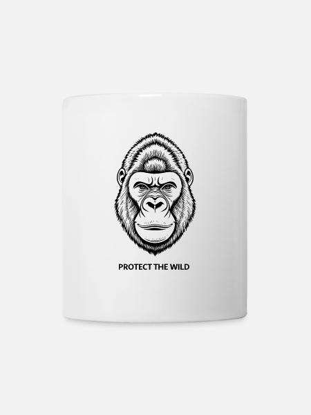 Fine Line Gorilla – Protégez la nature - Mug blanc - blanc