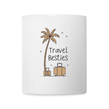 Travel Besties –Beige Palme und Koffer - Tasse - Weiß - Vorne