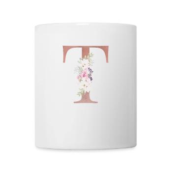 Monogramme T Floral personnalisable - Mug blanc - blanc - Devant