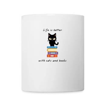Das Leben ist besser mit Katzen und Büchern - Livres chats - Tasse - Weiß - Vorne