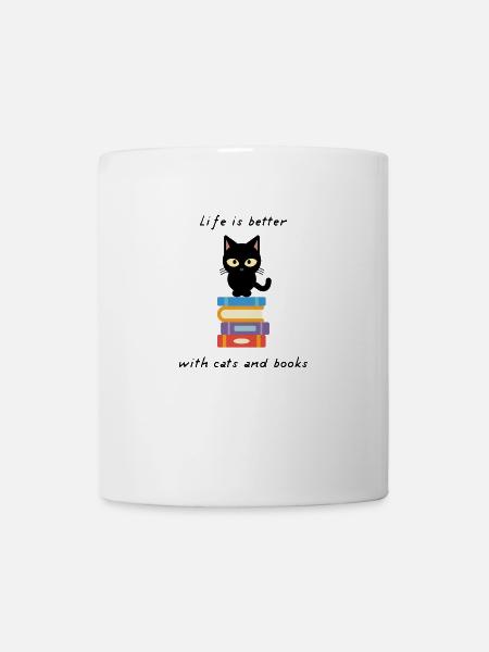 Life is better with Cats and Books - Livres chats - Mug blanc - blanc