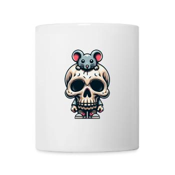 Lustiger Skull mit Füssen und Maus auf dem Kopf - Tasse - Weiß - Vorne