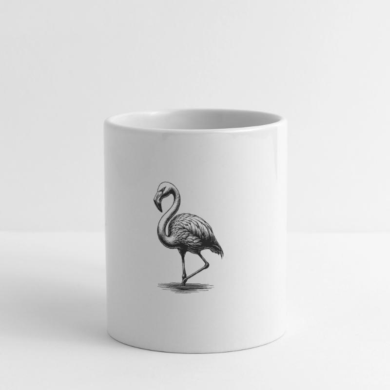 Flamant rose élégant debout sur une jambe Mug blanc