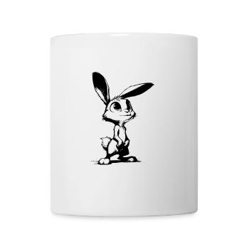 Lapin mignon avec de grands yeux et de grandes oreilles - Mug blanc - blanc - Devant