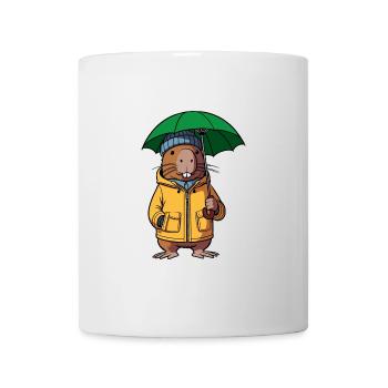 Comic Capybara Regenjacke Mütze Regenschirm Gelb - Tasse - Weiß - Vorne