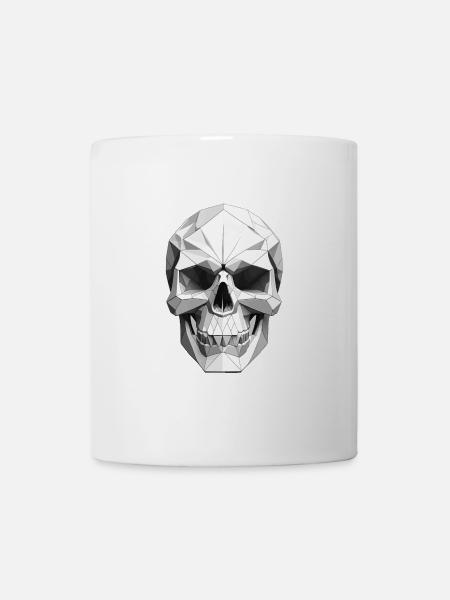 Schädel - Low Poly Design - Tasse - Weiß