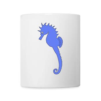 Verspieltes blaues Seepferdchen-Kunstdruck - Tasse - Weiß - Vorne