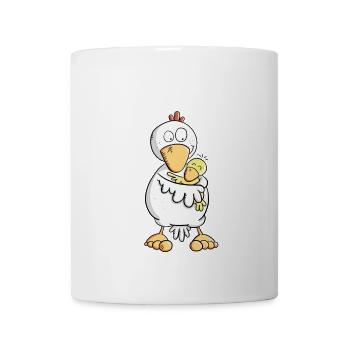 Glückliche Glucke I Henne Huhn Mama mit Baby Küken - Tasse - Weiß - Vorne