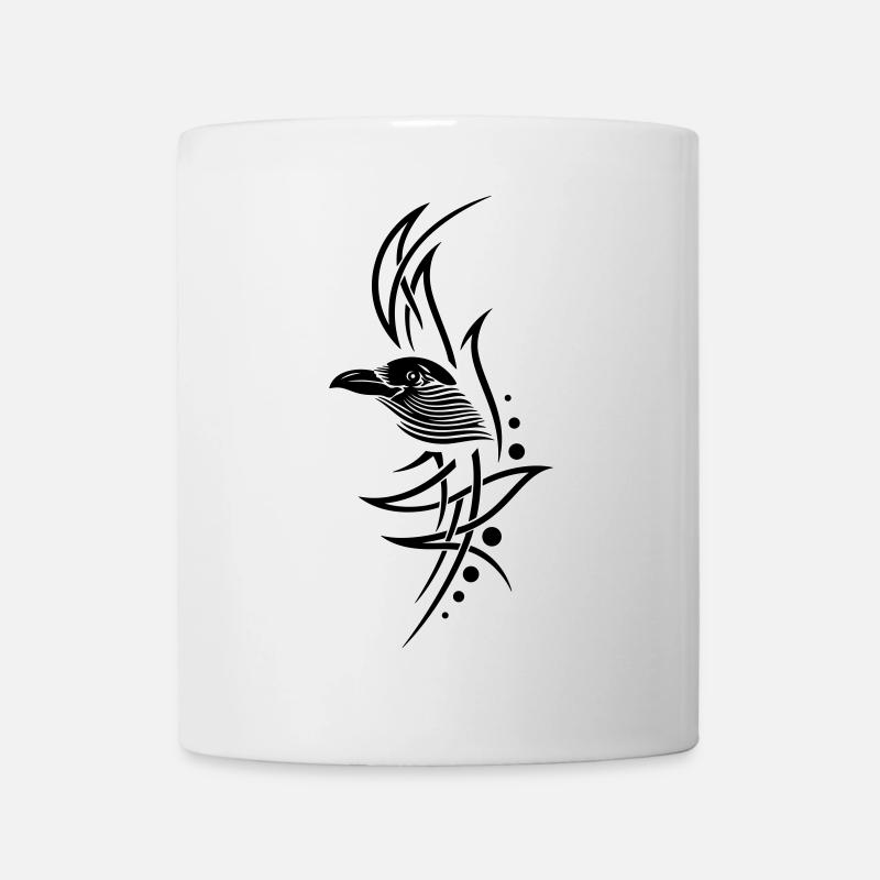 Krähe, crow, Tribal, Tattoo - Tasse - Weiß