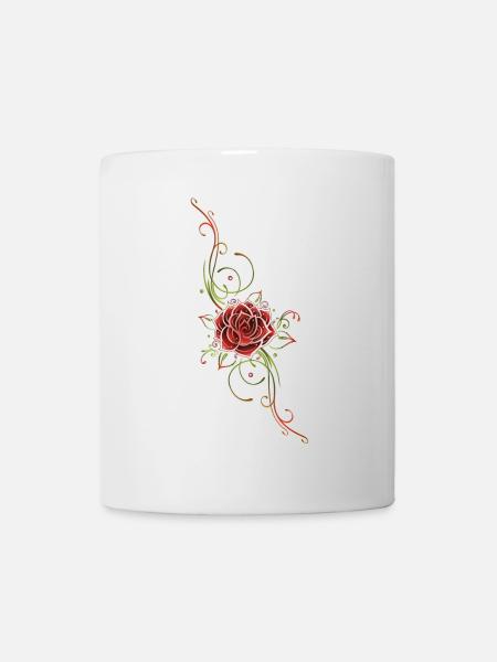 Filigranes Tribal mit Rosenblüte, rose - Mug blanc - blanc