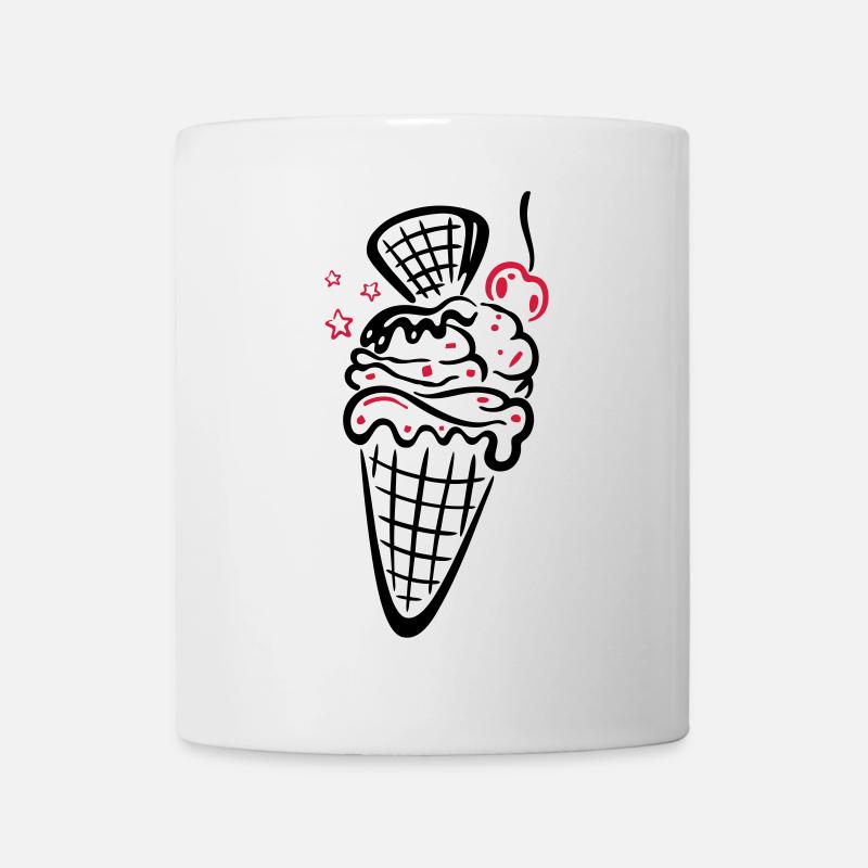 Eis, ice, Eiswaffel mit Kirsche - Mug blanc - blanc