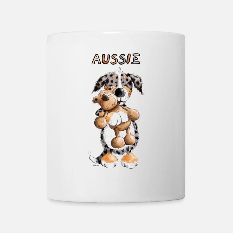 Aussie mit Teddy - Tasse - Weiß