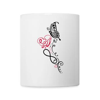 Heart with lettering, butterfly and infinity - Mug - white - Front