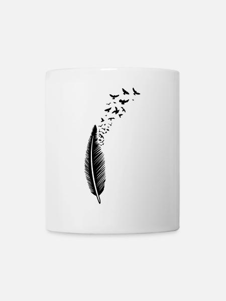Plume et oiseaux, feather with birds - Mug blanc - blanc