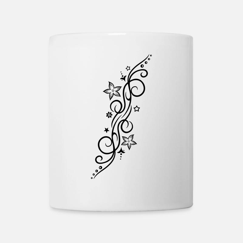 Sternen Tattoo mit Blumen, sehr filigran - Tasse - Weiß