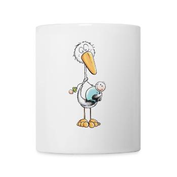 Storch bring Babyglück - Junge - Baby Geschenk - Tasse - Weiß - Vorne