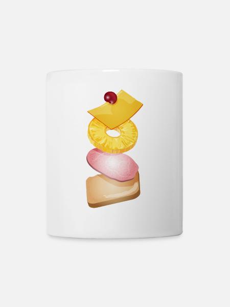 Ananas,Käse,Schinken und Toastbrot -Toast Hawaii - Tasse - Weiß