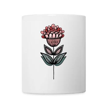 Handgezeichnete Blütenoase - Tasse - Weiß - Vorne