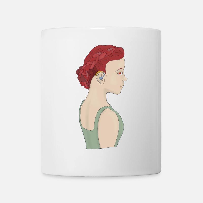 Girl using a hearing aid - Mug - white