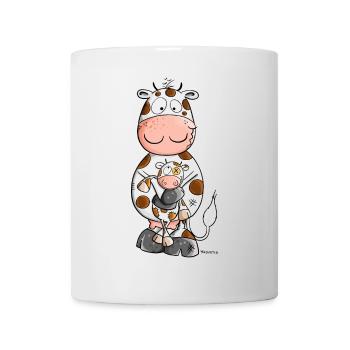 Kuh mit Kuscheltier I KUHscheltier Wortspiel - Tasse - Weiß - Vorne