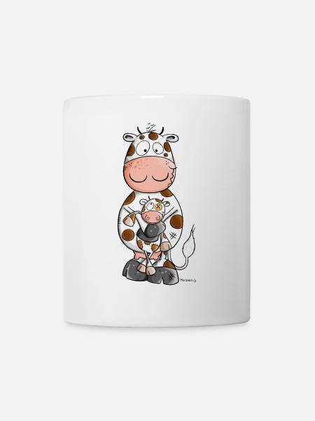 Kuh mit Kuscheltier I KUHscheltier Wortspiel - Tasse - Weiß