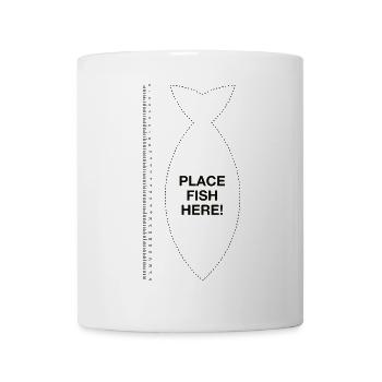 Angler Fischer Fisch Lineal Lustig Place fish here - Tasse - Weiß - Vorne