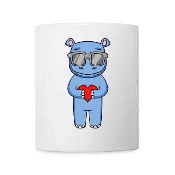 Hippo with sunglasses and heart - Mug - white - Front