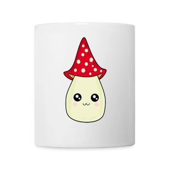 Kawaii Mushroom Toadstool cute red with face - Mug - white - Front