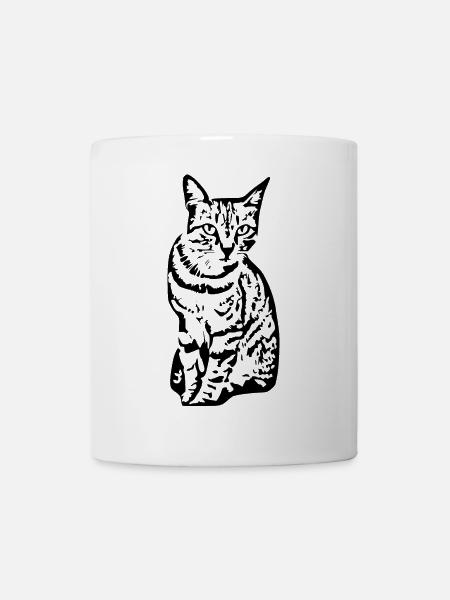 Katze Tigerkatze Katzenshirt Geschenk - Tasse - Weiß