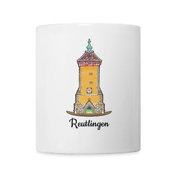 Reutlingen, Tübinger Tor, Deutschland, Zeichnung - Tasse - Weiß - Vorne